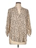 Lush 100% Polyester Animal Print Tan 3/4 Sleeve Blouse Size L - photo 1