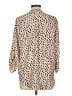 Lush 100% Polyester Animal Print Tan 3/4 Sleeve Blouse Size L - photo 2