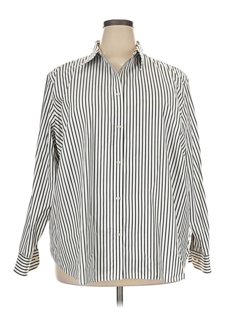 Pre-owned Chaps Long Sleeve Button Down Shirt In White