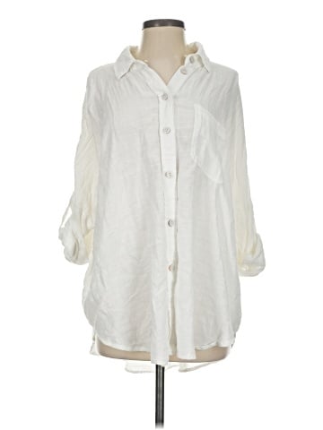 American Eagle Outfitters 3/4 Sleeve Button-Down Shirt (view 1)