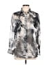 Equipment Print Silver Long Sleeve Blouse Size L - photo 1