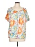 Cathy Daniels Floral Orange Short Sleeve Blouse Size L - photo 1