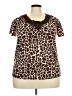 Kim Rogers 100% Polyester Animal Print Brown Short Sleeve Blouse Size 2X - photo 1
