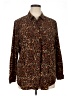 Nine West 100% Polyester Animal Print Brown Long Sleeve Blouse Size XL - photo 1