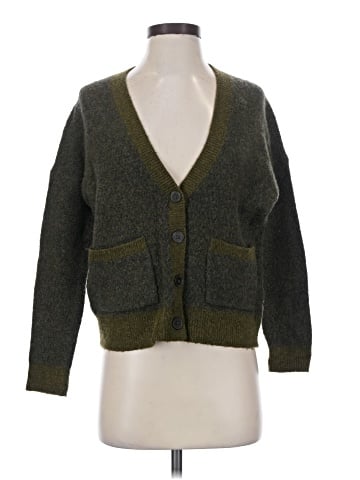 Madewell Short Kent Ex-Boyfriend Cardigan Sweater in Tonal Herringbone (view 1)
