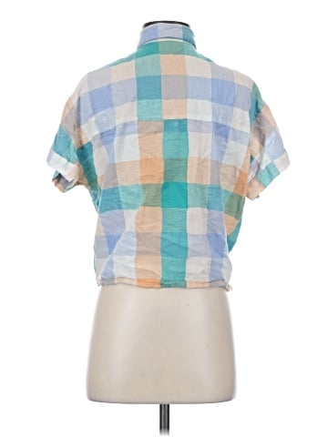 Madewell Short-Sleeve Tie-Front Shirt in Oversized Gingham Check (view 2)