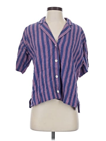 Madewell 100% Linen Button-Up Camp Shirt in Stripe (view 1)