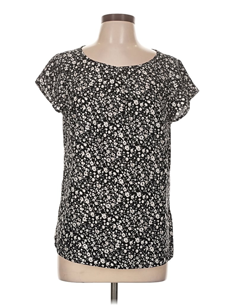Pre-owned Modcloth Short Sleeve Top Black Scoop Neck Tops