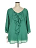 Free 2 luv 100% Polyester Green 3/4 Sleeve Blouse Size 2X - photo 2