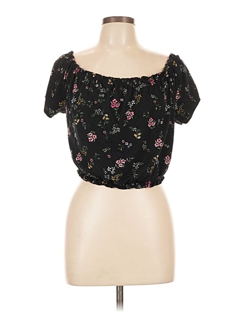 Pre-owned Shosho Short Sleeve Blouse In Black