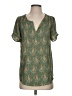 DR2 100% Polyester Paisley Green Short Sleeve Blouse Size S - photo 1