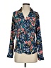 Express 100% Polyester Paisley Blue Long Sleeve Blouse Size S - photo 1