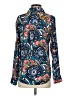Express 100% Polyester Paisley Blue Long Sleeve Blouse Size S - photo 2