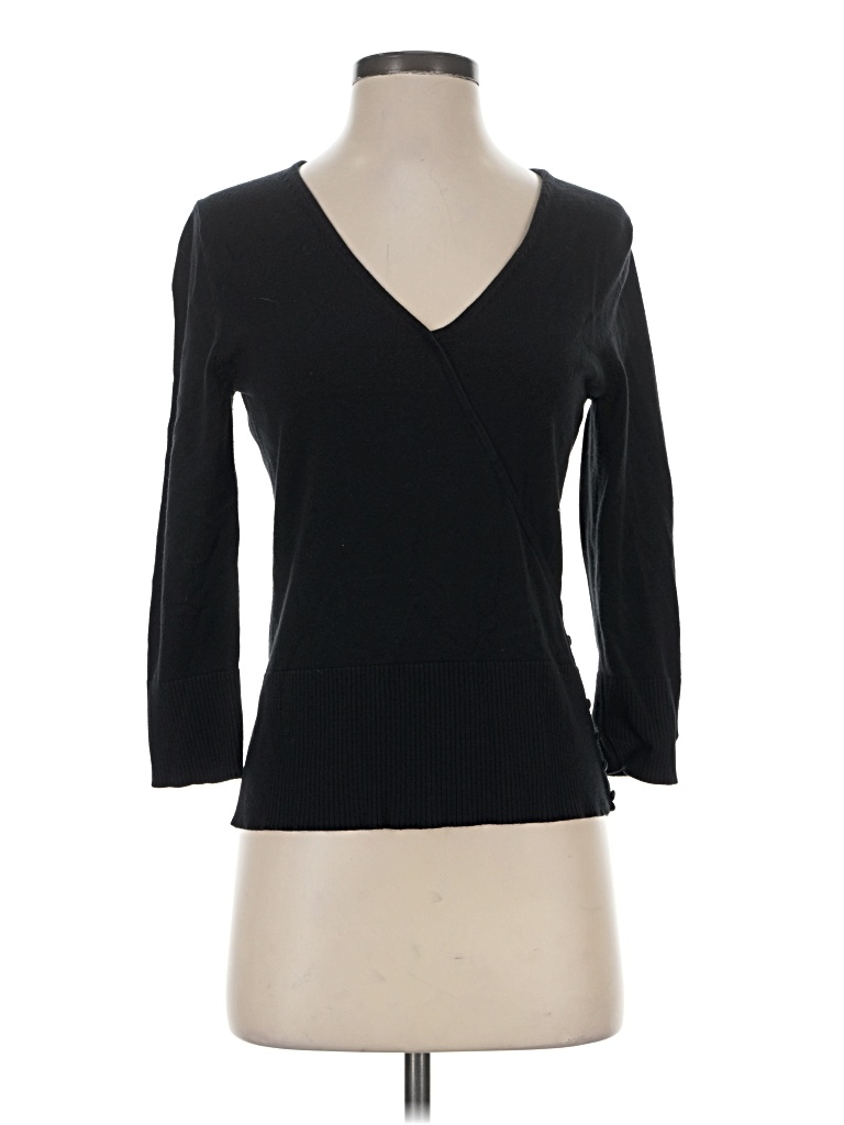 Pre-owned Merona 3/4 Sleeve Top Black V-neck Tops