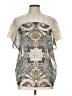 One World 100% Polyester Paisley Ivory Short Sleeve T-Shirt Size L - photo 1