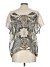 One World 100% Polyester Paisley Ivory Short Sleeve T-Shirt Size L - photo 2