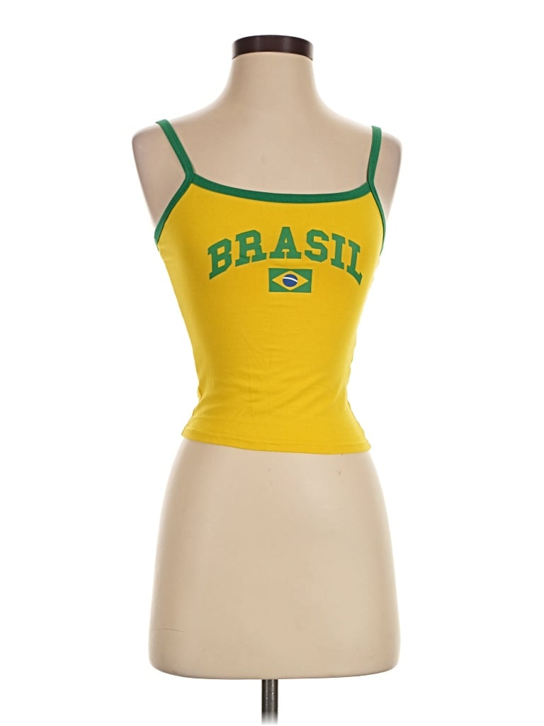 Pre-owned Edikted Tank Top Yellow Strapless Neckline Tops
