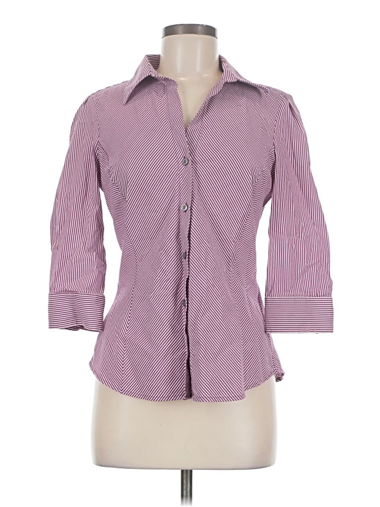 Pre-owned Express Design Studio 3/4 Sleeve Button Down Shirt In Purple