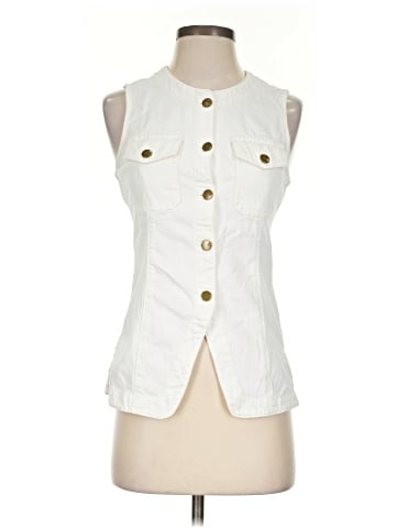 Madewell Denim High Crewneck Vest in Tile White (view 1)
