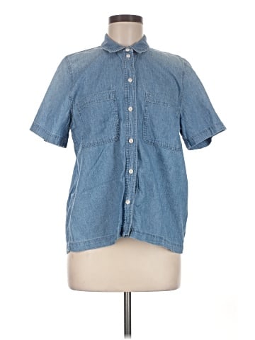 Madewell Denim Short-Sleeve Button-Up Shirt in Brickton Wash (view 1)