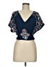 Free People Blue Short Sleeve Blouse Size M - photo 1
