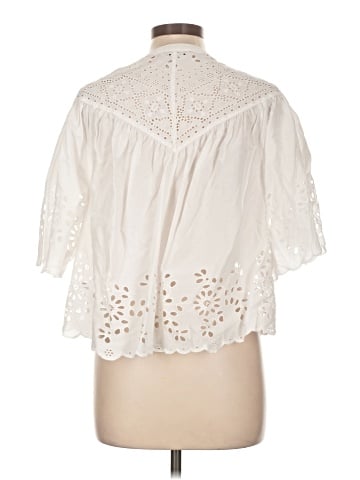 Madewell Embroidered Shirred Henley Top (view 2)