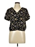 Sienna Sky 100% Polyester Floral Black Short Sleeve Blouse Size L - photo 1