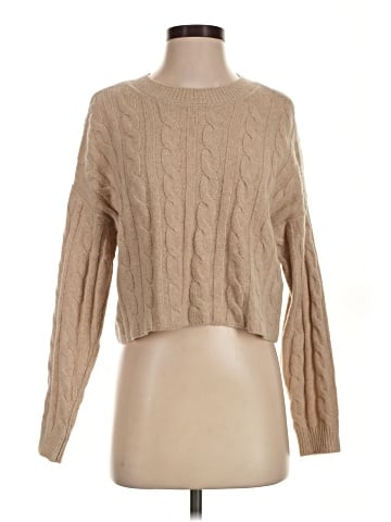 Madewell (Re)sourced Cashmere Cable-Knit Crop Sweater (view 1)