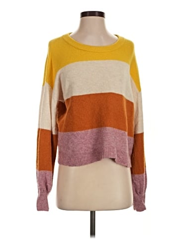 Madewell Striped Gladwell Balloon-Sleeve Pullover Sweater (view 1)