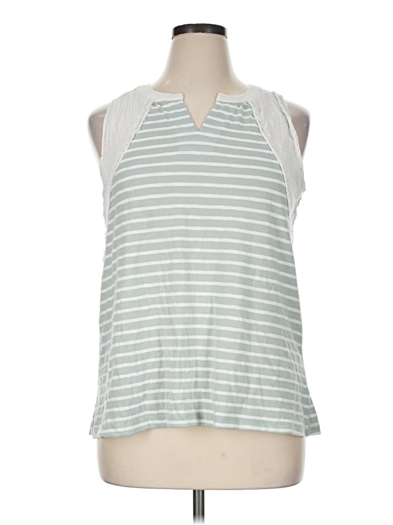 Pre-owned Cotton Bleu Tank Top Green Halter Neckline Tops