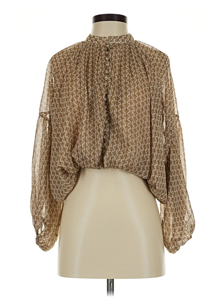 Pre-owned Kourt 3/4 Sleeve Blouse In Brown