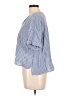 Studio West Stripes Blue Short Sleeve Blouse Size L - photo 5