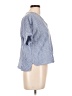 Studio West Stripes Blue Short Sleeve Blouse Size L - photo 4