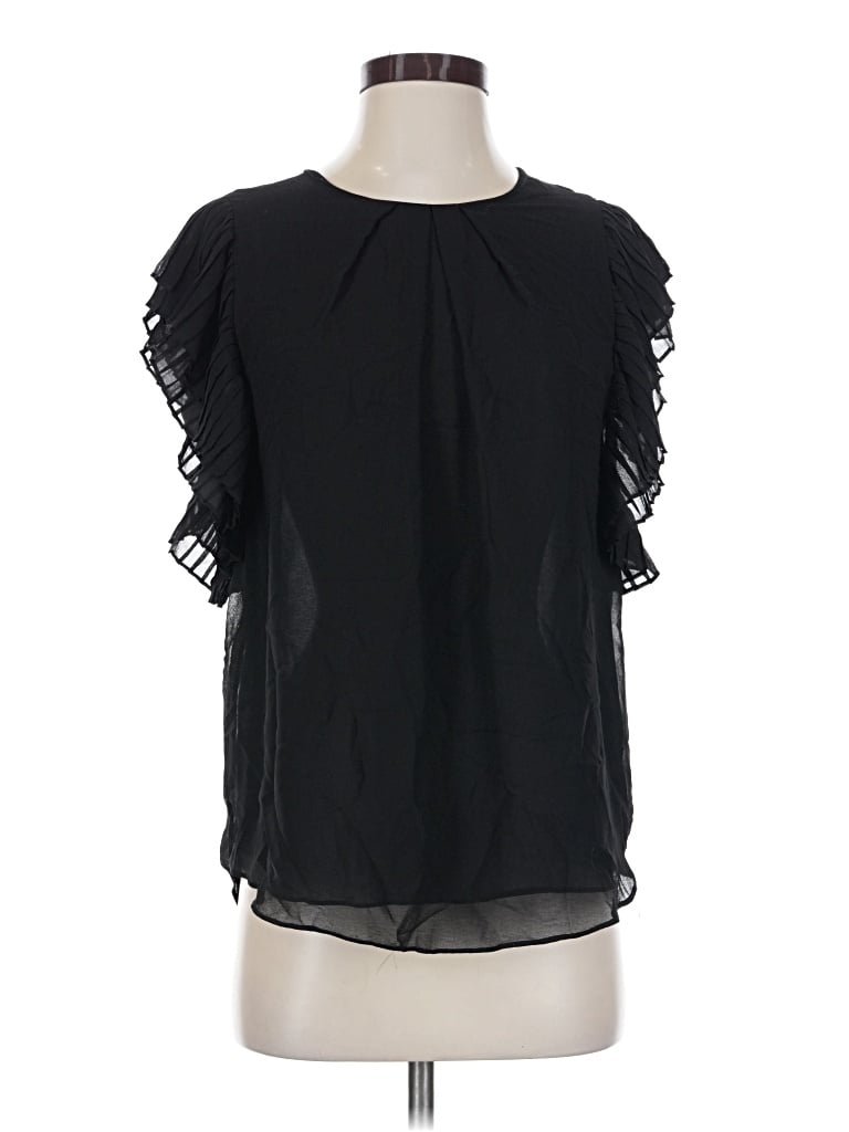 Pre-owned Ichi Short Sleeve Blouse In Black