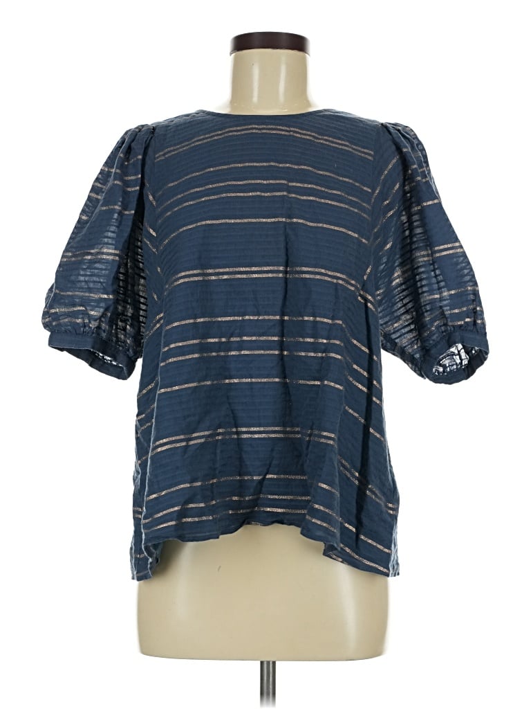 Pre-owned Dolan Short Sleeve Top Blue Square Neckline Tops