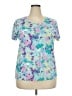 Basic Editions Floral Purple Short Sleeve T-Shirt Size XXL - photo 1