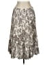 Carlisle 100% Linen Paisley Silver Brown Casual Skirt Size 10 - photo 1