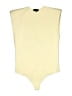 Express Solid Ivory Yellow Bodysuit Size L - photo 1