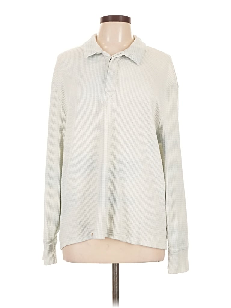 Pre-owned Gilly Hicks Long Sleeve Polo Shirt In Ivory