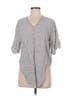 Max Studio Checkered-gingham White Gray 3/4 Sleeve Button-Down Shirt Size M - photo 1
