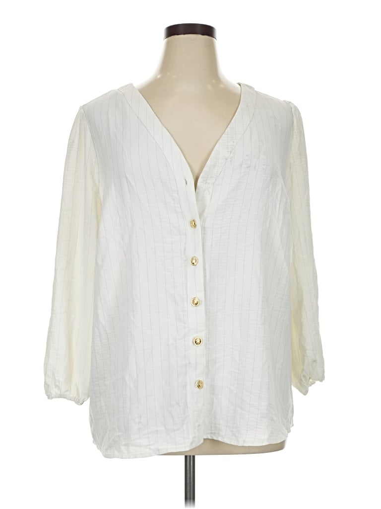 Pre-owned Fred David 3/4 Sleeve Blouse In Ivory
