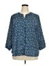 Jachs Girlfriend 100% Polyester Blue 3/4 Sleeve Blouse Size XXL - photo 1