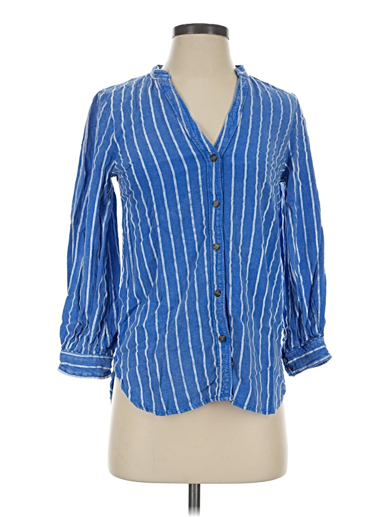 Pre-owned By Anthropologie 3/4 Sleeve Blouse In Blue