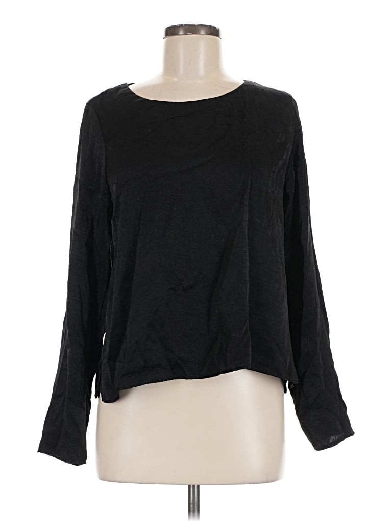 Pre-owned Final Touch Long Sleeve Top Black Boatneck Tops