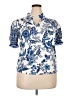 Unbranded 100% Polyester Print Blue Short Sleeve Blouse Size 2X - photo 1