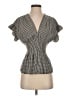 Max Studio Houndstooth Black Short Sleeve Blouse Size XS - photo 1