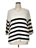 Chico's 100% Pima Cotton Stripes Ivory Pullover Sweater Size XL (3) - photo 1