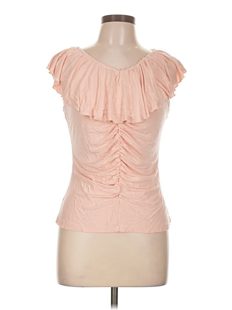 Pre-owned Willi Smith Short Sleeve Top Pink Sweetheart Neckline Tops
