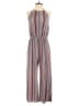Aqua 100% Polyester Stripes Gray Jumpsuit Size M - photo 1