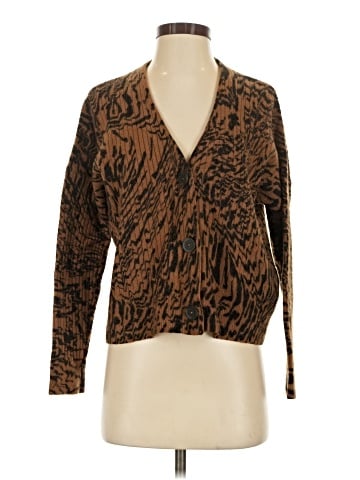 Madewell Tigerized Cameron Ribbed Cardigan Sweater in Coziest Yarn (view 1)